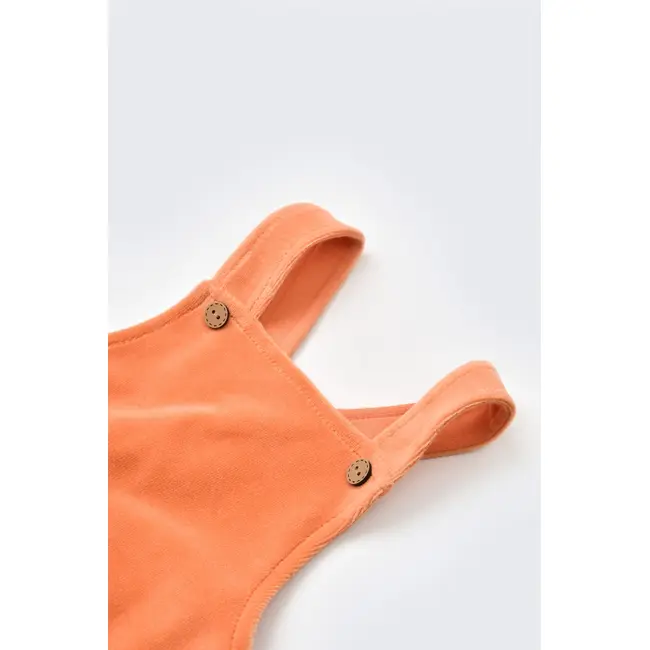 Salopeta Velvet cu bretele din 80%bumbac organic si 20% poliester - Portocaliu, Baby Cosy (Marime: 18-24 Luni) JEMBC-CSYK6035-18
