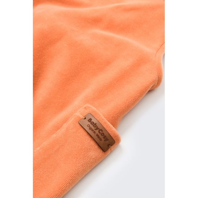 Salopeta Velvet cu bretele din 80%bumbac organic si 20% poliester - Portocaliu, Baby Cosy (Marime: 9-12 luni) JEMBC-CSYK6035-9