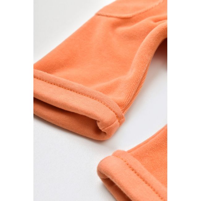 Salopeta Velvet cu bretele din 80%bumbac organic si 20% poliester - Portocaliu, Baby Cosy (Marime: 9-12 luni) JEMBC-CSYK6035-9