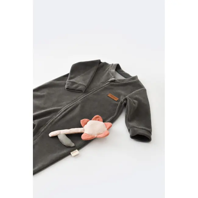 Salopeta cu maneca lunga si fermoar din 80%bumbac organic si 20% poliester - Antracit, Baby Cosy (Marime: 12-18 Luni) JEMBC-CSYK6029-12