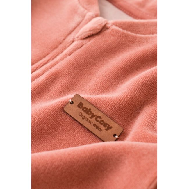 Salopeta cu maneca lunga si fermoar din 80%bumbac organic si 20% poliester - Caramiziu, Baby Cosy (Marime: 9-12 luni) JEMBC-CSYK6031-9