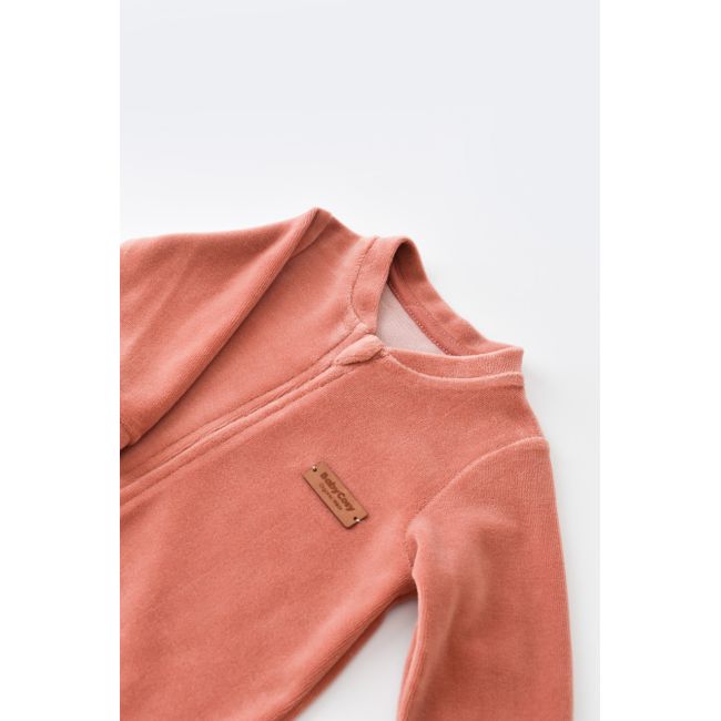 Salopeta cu maneca lunga si fermoar din 80%bumbac organic si 20% poliester - Caramiziu, Baby Cosy (Marime: 9-12 luni) JEMBC-CSYK6031-9