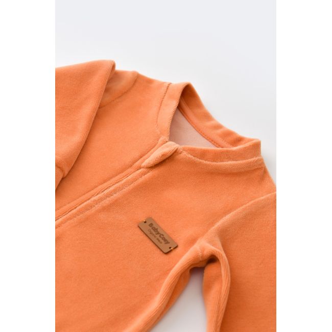 Salopeta cu maneca lunga si fermoar din 80%bumbac organic si 20% poliester - Portocaliu, Baby Cosy (Marime: 3-6 Luni) JEMBC-CSYK6030-3