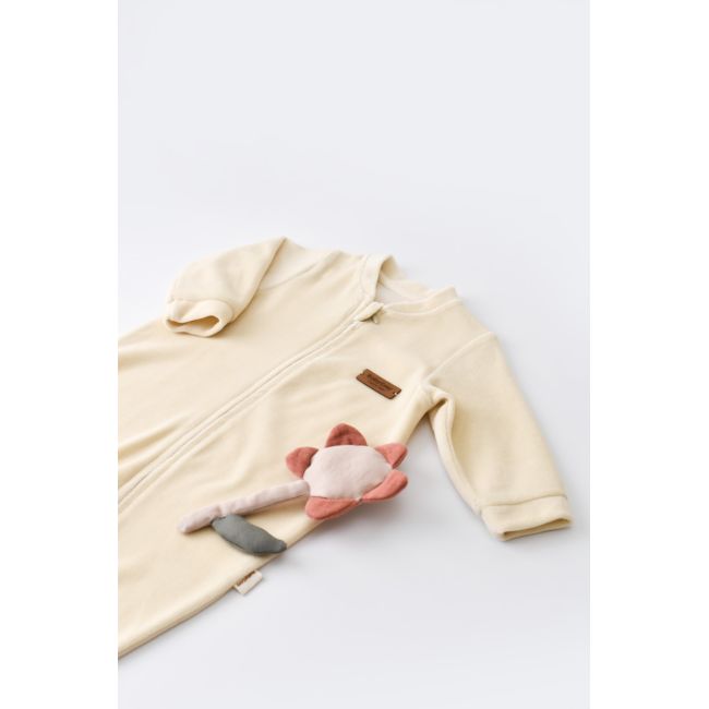 Salopeta cu maneca lunga si fermoar din 80%bumbac organic si 20% poliester -Crem, Baby Cosy (Marime: 12-18 Luni) JEMBC-CSYK6028-12
