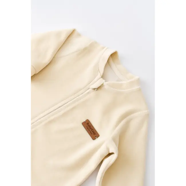 Salopeta cu maneca lunga si fermoar din 80%bumbac organic si 20% poliester -Crem, Baby Cosy (Marime: 12-18 Luni) JEMBC-CSYK6028-12