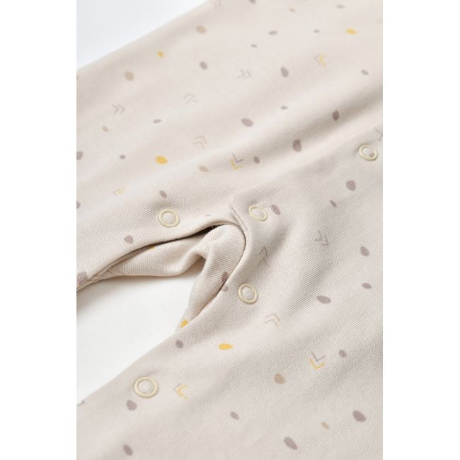 Set 2 salopetele cu maneca lunga si panataloni lungi cu botosei - 100%bumbac organic - Crem cu buline, Baby Cosy (Marime: 3-6 Luni) JEMBC-CSY5818-3