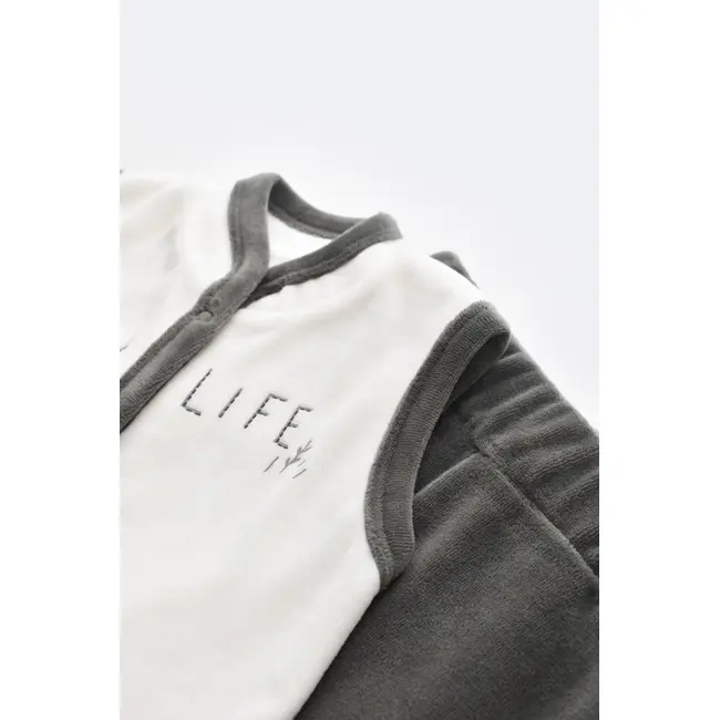 Set 3 piese Broscuta cu body, pantalonasi si vestuta din 80%bumbac organic si 20% poliester - Antracit, Baby Cosy (Marime: 12-18 Luni) JEMBC-CSYK6024-12