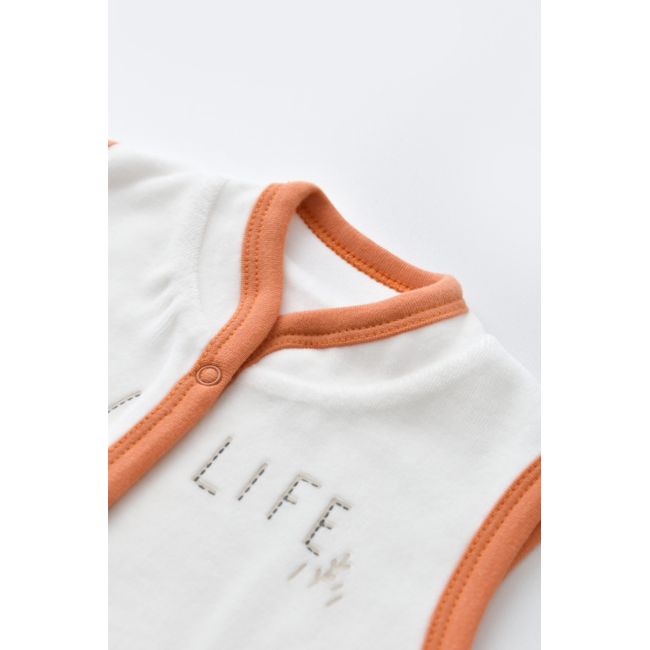Set 3 piese Broscuta cu body, pantalonasi si vestuta din 80%bumbac organic si 20% poliester - Portocaliu, Baby Cosy (Marime: 3-6 Luni) JEMBC-CSYK6025-3