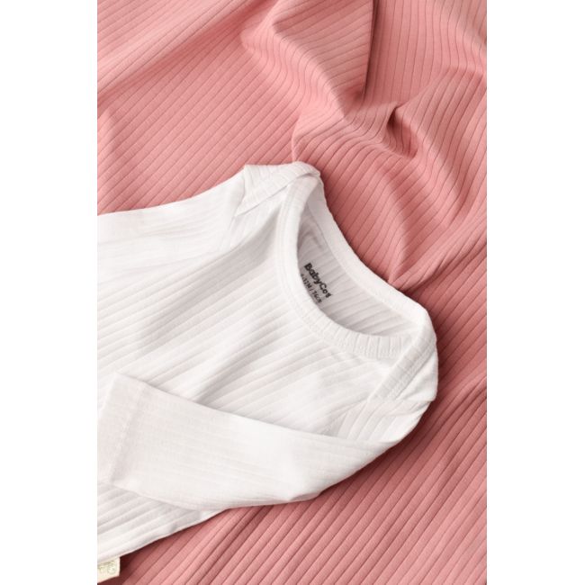 Body Bebe Unisex cu maneca lunga din 95% bumbac organic cu 5% elastan - Alb, Baby Cosy (Marime: 3-6 Luni) JEMBC-CSYR4307-3