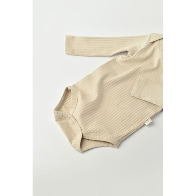 Body Bebe Unisex cu maneca lunga din 95% bumbac organic cu 5% elastan - Crem, Baby Cosy (Marime: 0-3 Luni) JEMBC-CSYR4306-0