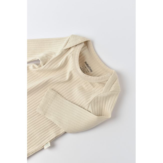 Body Bebe Unisex cu maneca lunga din 95% bumbac organic cu 5% elastan - Crem, Baby Cosy (Marime: 3-6 Luni) JEMBC-CSYR4306-3