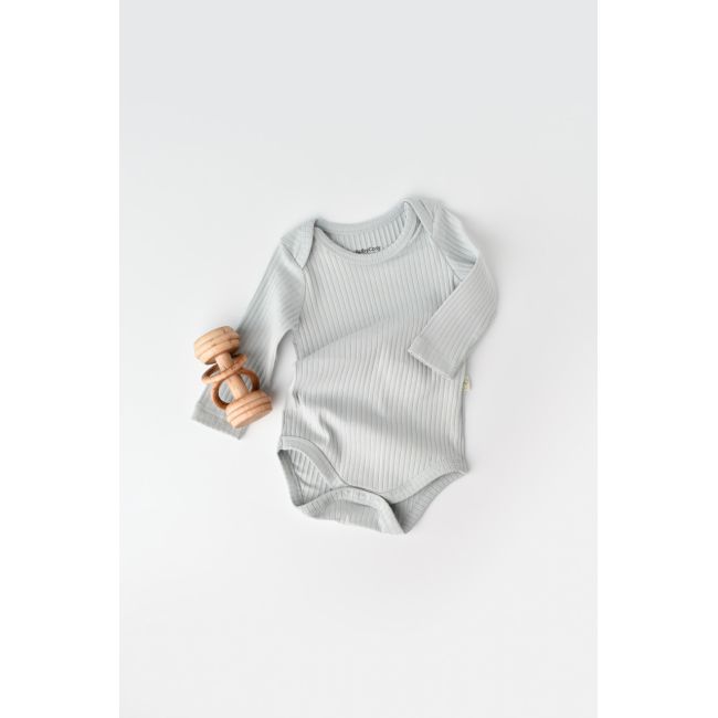 Body Bebe Unisex cu maneca lunga din 95% bumbac organic cu 5% elastan - Gri, Baby Cosy (Marime: 12-18 Luni) JEMBC-CSYR4300-12