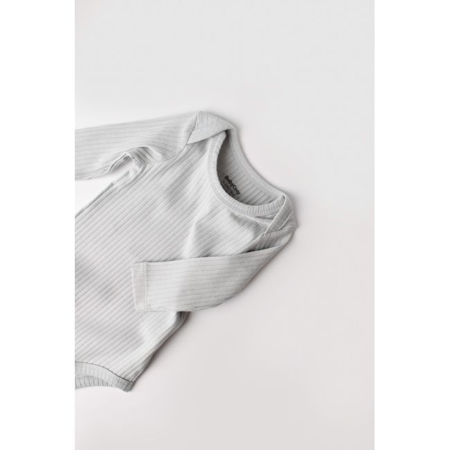 Body Bebe Unisex cu maneca lunga din 95% bumbac organic cu 5% elastan - Gri, Baby Cosy (Marime: 12-18 Luni) JEMBC-CSYR4300-12