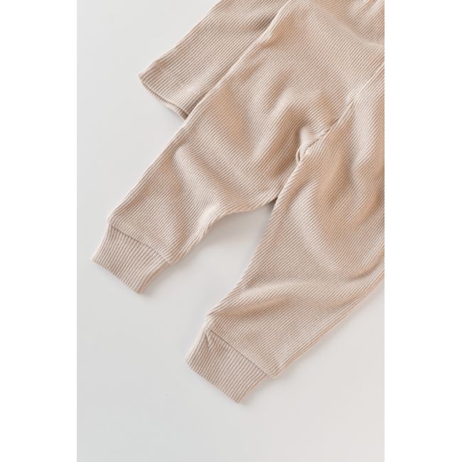Set 3 piese: bluzita cu maneca lunga, panataloni lungi si caciulita din bumbac organic si modal - Blush, Baby Cosy (Marime: 3-6 Luni) JEMBC-CSYM21507-3