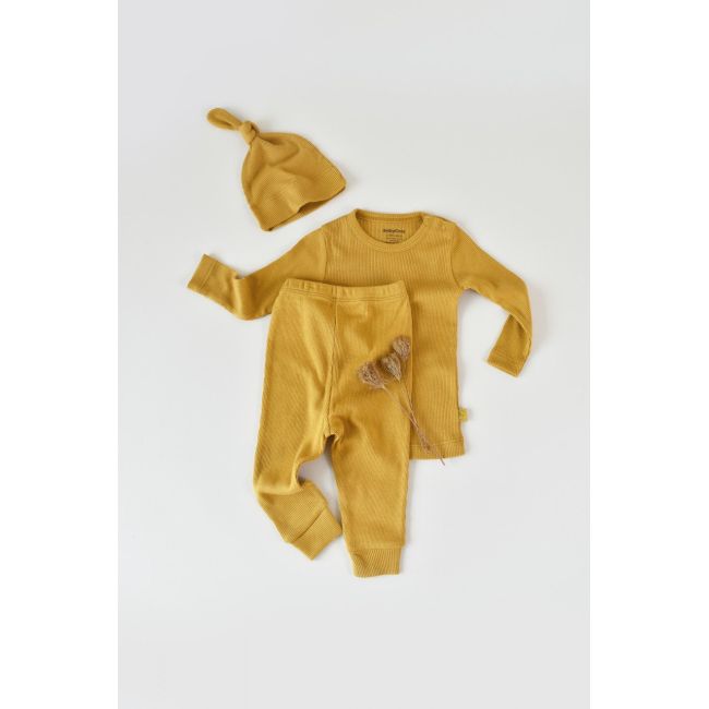 Set 3 piese: bluzita cu maneca lunga, panataloni lungi si caciulita din bumbac organic si modal - Sofran, Baby Cosy (Marime: 18-24 Luni) JEMBC-CSYM21505-18