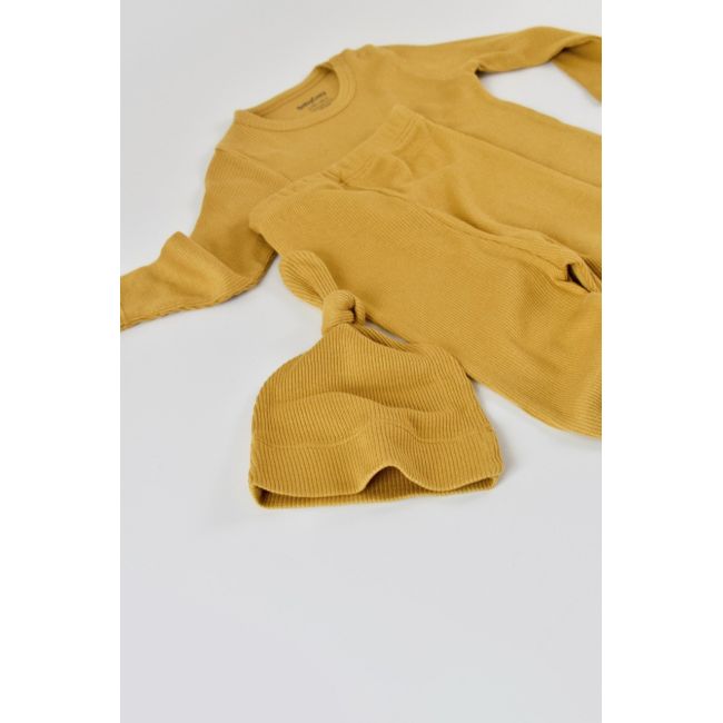 Set 3 piese: bluzita cu maneca lunga, panataloni lungi si caciulita din bumbac organic si modal - Sofran, Baby Cosy (Marime: 18-24 Luni) JEMBC-CSYM21505-18