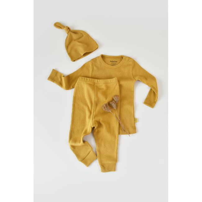 Set 3 piese: bluzita cu maneca lunga, panataloni lungi si caciulita din bumbac organic si modal - Sofran, Baby Cosy (Marime: 18-24 Luni) JEMBC-CSYM21505-18