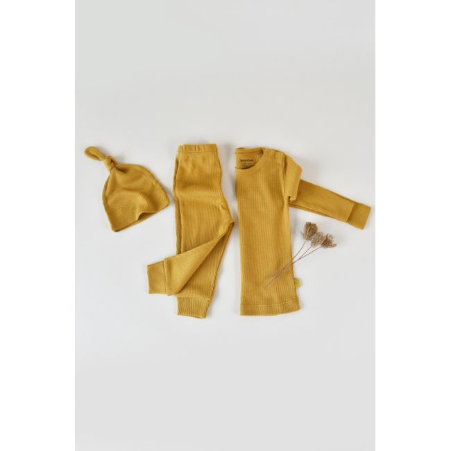 Set 3 piese: bluzita cu maneca lunga, panataloni lungi si caciulita din bumbac organic si modal - Sofran, Baby Cosy (Marime: 18-24 Luni) JEMBC-CSYM21505-18