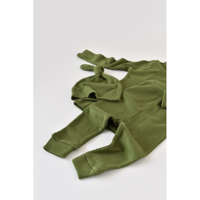 Set 3 piese: bluzita cu maneca lunga, panataloni lungi si caciulita din bumbac organic si modal - Verde, Baby Cosy (Marime: 12-18 Luni) JEMBC-CSYM21512-12