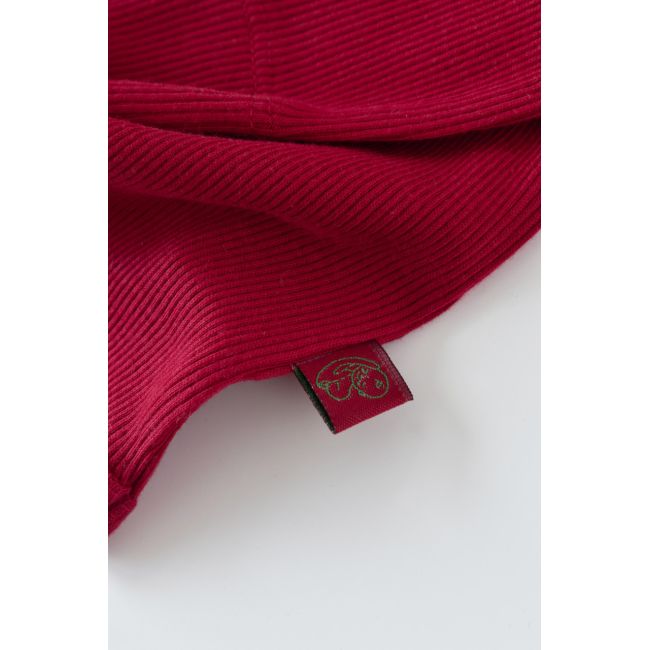 Set 3 piese: body cu maneca lunga, panataloni lungi cu botosei si caciulita din bumbac organic si modal - Rosu, Baby Cosy (Marime: 6-9 luni) JEMBC-CSYM23502-6