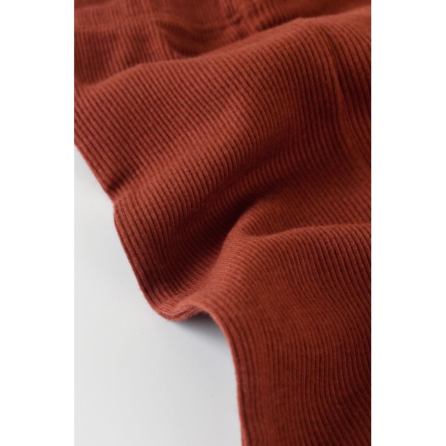 Set 3 piese: body cu maneca lunga, panataloni lungi si caciulita din bumbac organic si modal - Caramiziu, Baby Cosy (Marime: 9-12 luni) JEMBC-CSYM22501-9