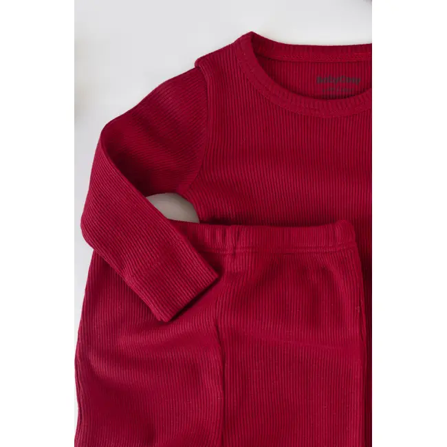 Set 3 piese: body cu maneca lunga, panataloni lungi si caciulita din bumbac organic si modal - Rosu, Baby Cosy (Marime: 9-12 luni) JEMBC-CSYM22502-9