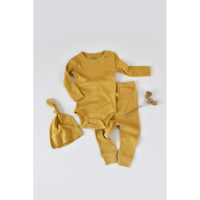 Set 3 piese: body cu maneca lunga, panataloni lungi si caciulita din bumbac organic si modal - Sofran, Baby Cosy (Marime: 12-18 Luni) JEMBC-CSYM22505-12