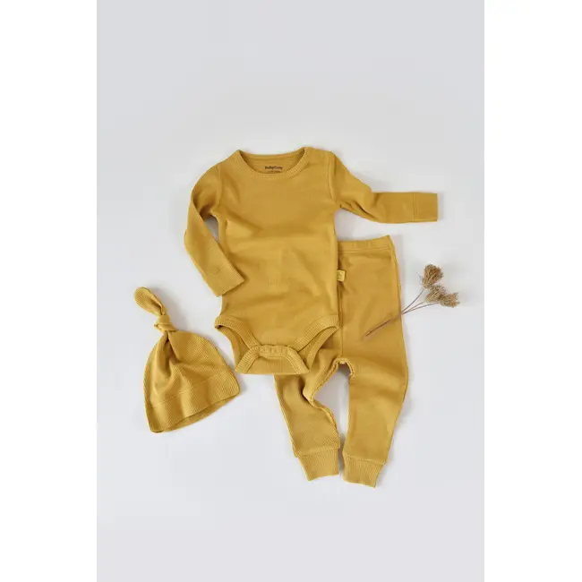 Set 3 piese: body cu maneca lunga, panataloni lungi si caciulita din bumbac organic si modal - Sofran, Baby Cosy (Marime: 9-12 luni) JEMBC-CSYM22505-9