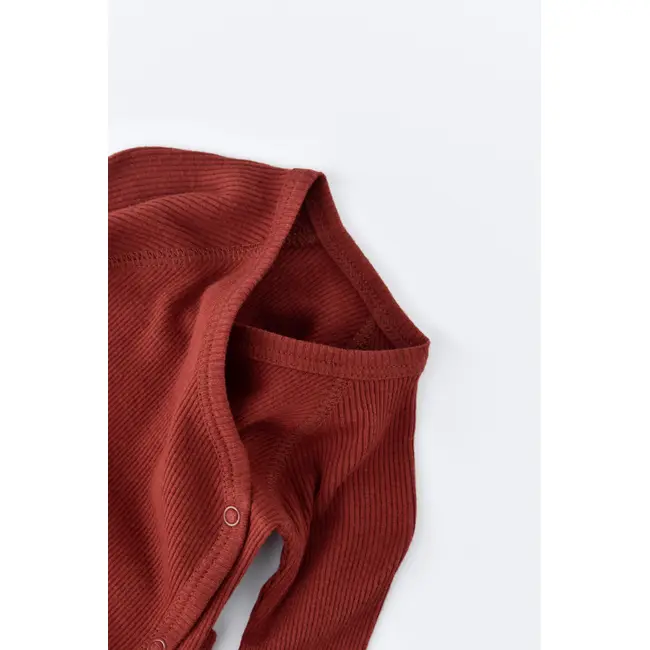 Set 4 piese: bluza, pantaloni, caciulita si manusi din bumbac organic si modal - Caramiziu, Baby Cosy (Marime: 3-6 Luni) JEMBC-CSYM24504-3