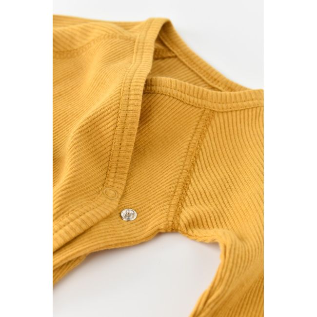 Set 4 piese: bluza, pantaloni, caciulita si manusi din bumbac organic si modal - Mustar, Baby Cosy (Marime: 6-9 luni) JEMBC-CSYM24500-6