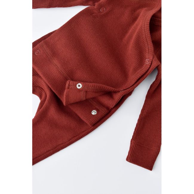 Set 4 piese: bluza, pantaloni, caciulita si manusi din bumbac organic si modal - Rosu, Baby Cosy (Marime: 6-9 luni) JEMBC-CSYM24501-6