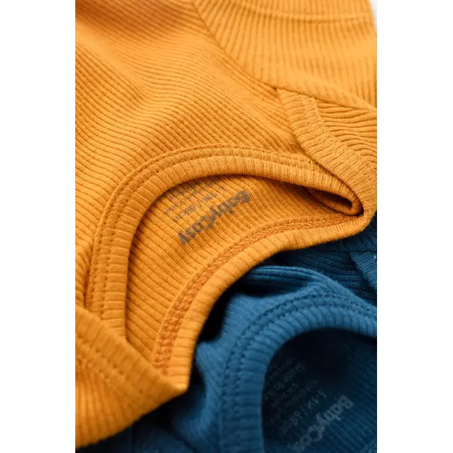 Set 2 body-uri bebe unisex din bumbac organic si modal - Bleumarin/Sofran, Baby Cosy (Marime: 3-6 Luni) JEMBC-CSYM11210-3