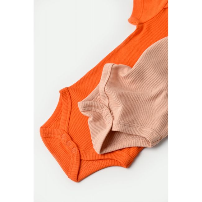 Set 2 body-uri bebe unisex din bumbac organic si modal - Rodie/Piersica, Baby Cosy (Marime: 18-24 Luni) JEMBC-CSYM11214-18