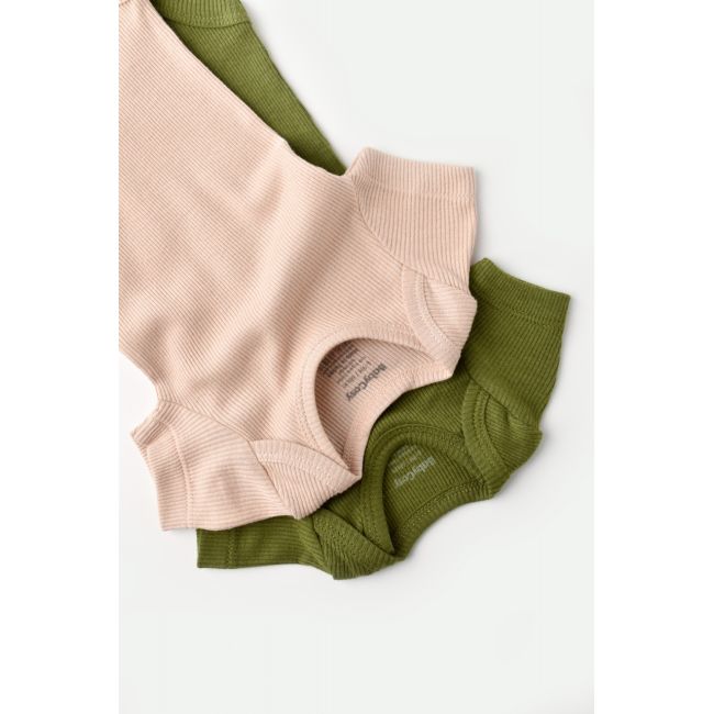 Set 2 body-uri bebe unisex din bumbac organic si modal - Verde/Blush, Baby Cosy (Marime: 12-18 Luni) JEMBC-CSYM11212-12