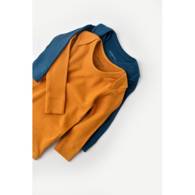 Set 2 body-uri cu maneca lunga bebe unisex din bumbac organic si modal - Bleumarin/Sofran, Baby Cosy (Marime: 3-6 Luni) JEMBC-CSYM11310-3