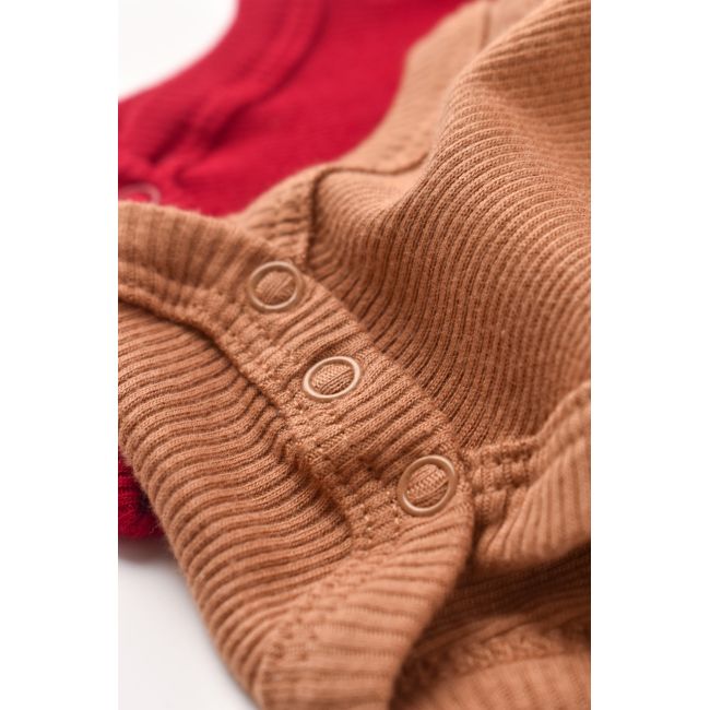Set 2 body-uri cu maneca lunga bebe unisex din bumbac organic si modal - Maro/Rosu, Baby Cosy (Marime: 9-12 luni) JEMBC-CSYM11311-9