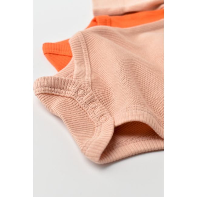 Set 2 body-uri cu maneca lunga bebe unisex din bumbac organic si modal - Rodie/Piersica, Baby Cosy (Marime: 6-9 luni) JEMBC-CSYM11314-6