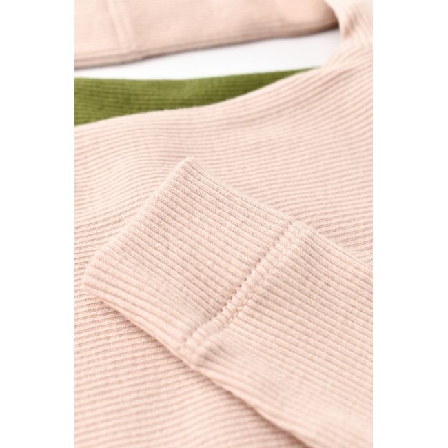 Set 2 body-uri cu maneca lunga bebe unisex din bumbac organic si modal - Verde/Blush, Baby Cosy (Marime: 12-18 Luni) JEMBC-CSYM11312-12
