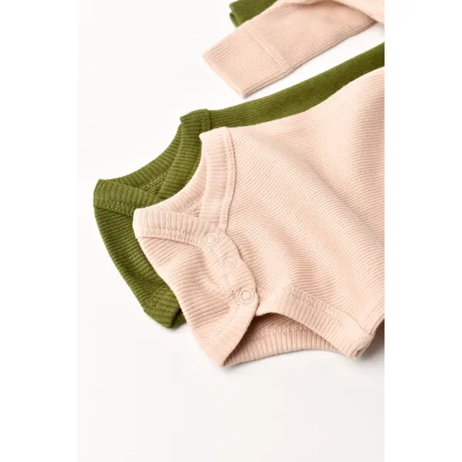Set 2 body-uri cu maneca lunga bebe unisex din bumbac organic si modal - Verde/Blush, Baby Cosy (Marime: 6-9 luni) JEMBC-CSYM11312-6