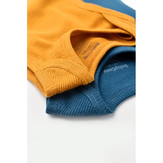 Set 2 body-uri fara maneci bebe unisex din bumbac organic si modal - Bleumarin/Sofran, Baby Cosy (Marime: 6-9 luni) JEMBC-CSYM11110-6
