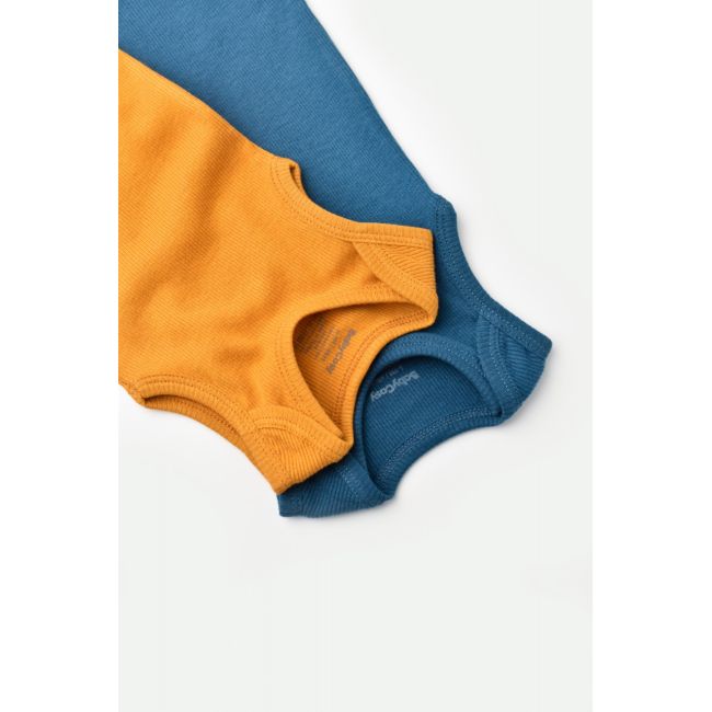 Set 2 body-uri fara maneci bebe unisex din bumbac organic si modal - Bleumarin/Sofran, Baby Cosy (Marime: 9-12 luni) JEMBC-CSYM11110-9
