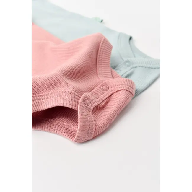 Set 2 body-uri fara maneci bebe unisex din bumbac organic si modal - Mint/Rose, Baby Cosy (Marime: 0-3 Luni) JEMBC-CSYM11108-0