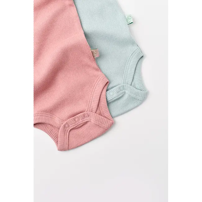Set 2 body-uri fara maneci bebe unisex din bumbac organic si modal - Mint/Rose, Baby Cosy (Marime: 3-6 Luni) JEMBC-CSYM11108-3