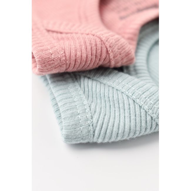 Set 2 body-uri fara maneci bebe unisex din bumbac organic si modal - Mint/Rose, Baby Cosy (Marime: 3-6 Luni) JEMBC-CSYM11108-3