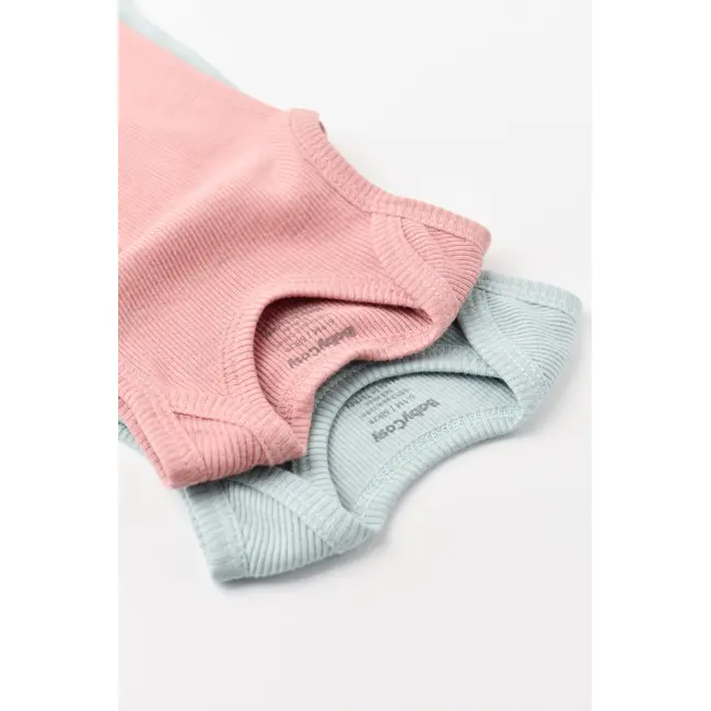 Set 2 body-uri fara maneci bebe unisex din bumbac organic si modal - Mint/Rose, Baby Cosy (Marime: 3-6 Luni) JEMBC-CSYM11108-3