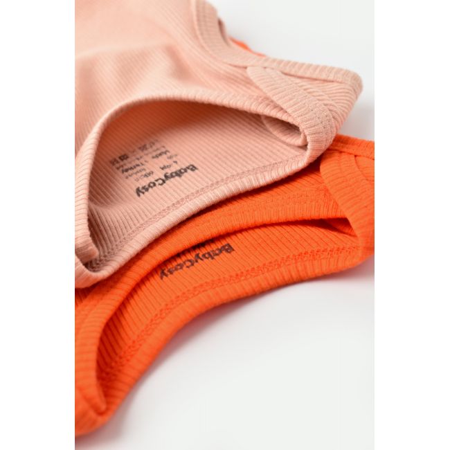 Set 2 body-uri fara maneci bebe unisex din bumbac organic si modal - Rodie/Piersica, Baby Cosy (Marime: 3-6 Luni) JEMBC-CSYM11114-3