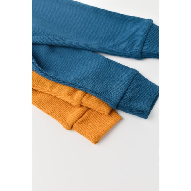 Set 2 pantaloni bebe unisex din bumbac organic si modal - Bleumarin/Sofran, Baby Cosy (Marime: 6-9 luni) JEMBC-CSYM11609-6