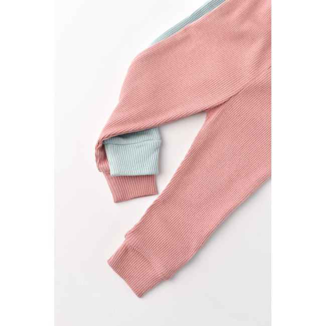 Set 2 pantaloni bebe unisex din bumbac organic si modal - Mint/Rose, Baby Cosy (Marime: 3-6 Luni) JEMBC-CSYM11607-3