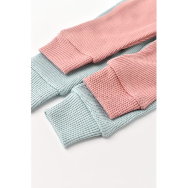 Set 2 pantaloni bebe unisex din bumbac organic si modal - Mint/Rose, Baby Cosy (Marime: 3-6 Luni) JEMBC-CSYM11607-3