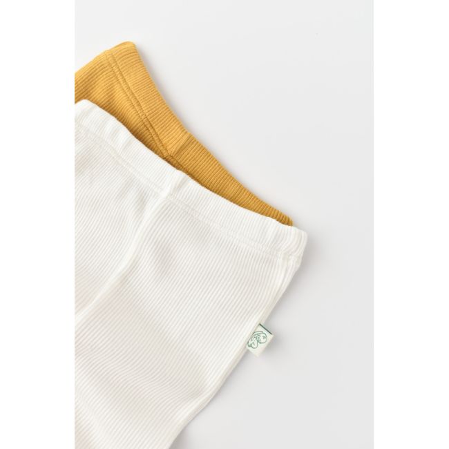 Set 2 pantaloni bebe unisex din bumbac organic si modal - Mustar/Ecru, Baby Cosy (Marime: 18-24 Luni) JEMBC-CSYM11608-18